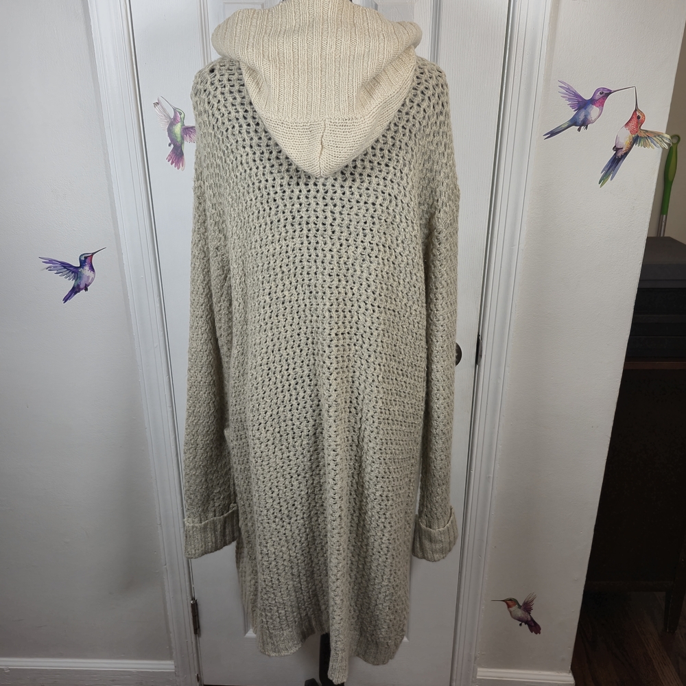 Anthro Sleeping on Snow Hooded Oversized Cardigan S Oatmeal - Picture 7 of 10